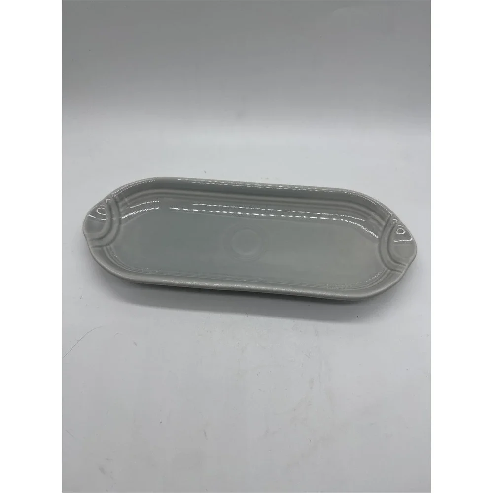 Fiesta Ware New Relish Tray/Corn Holder Utilty Gray  9-1/2